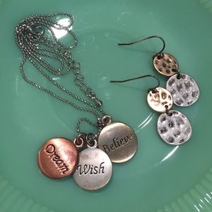 Dream Wish Believe necklace with earrings